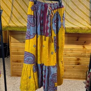 59 🌸 KANTHA Floral Patchwork Maxi Skirt - Multicolor ONES SIZE FITS MOST